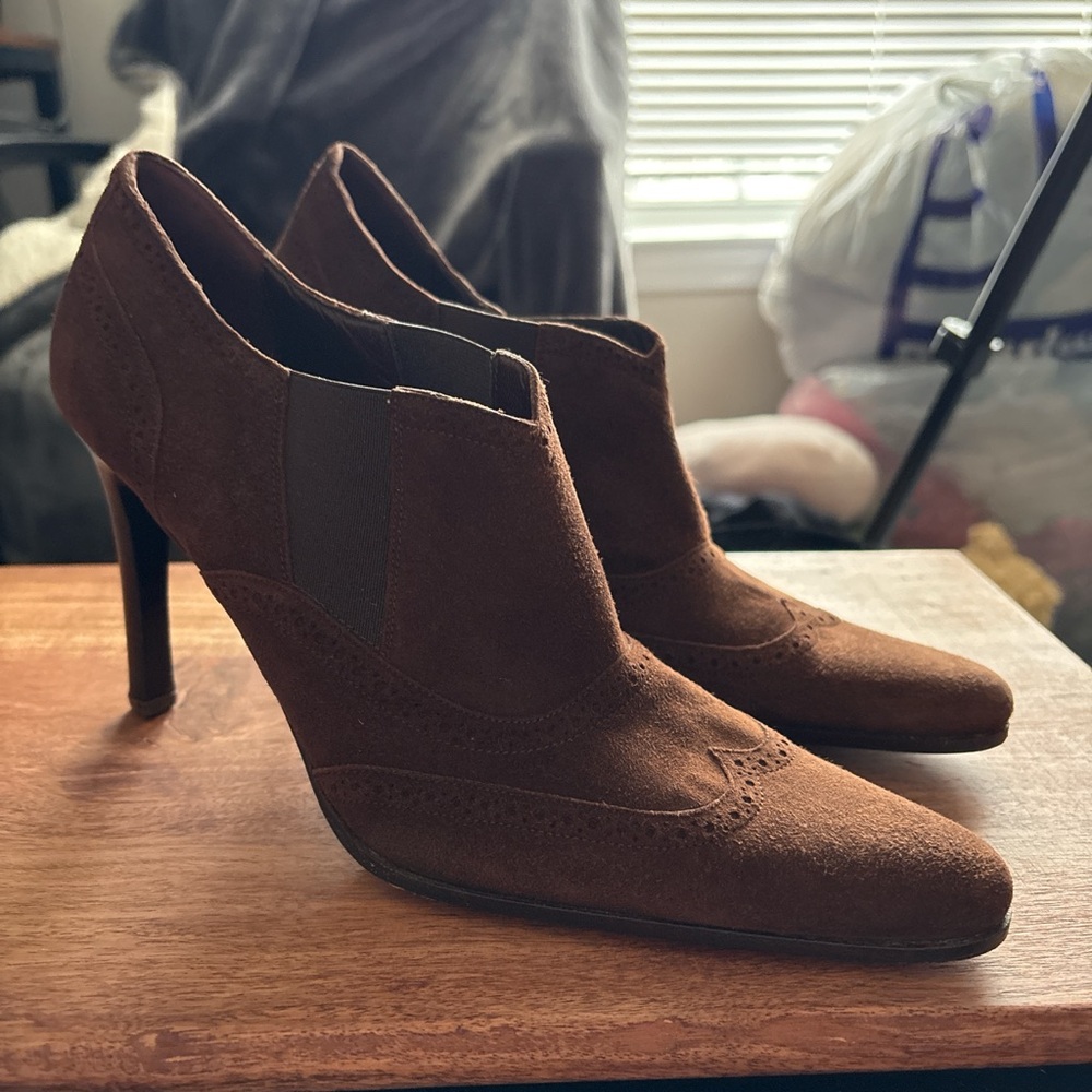 Ralph Lauren Suede Heel Ankle Boots